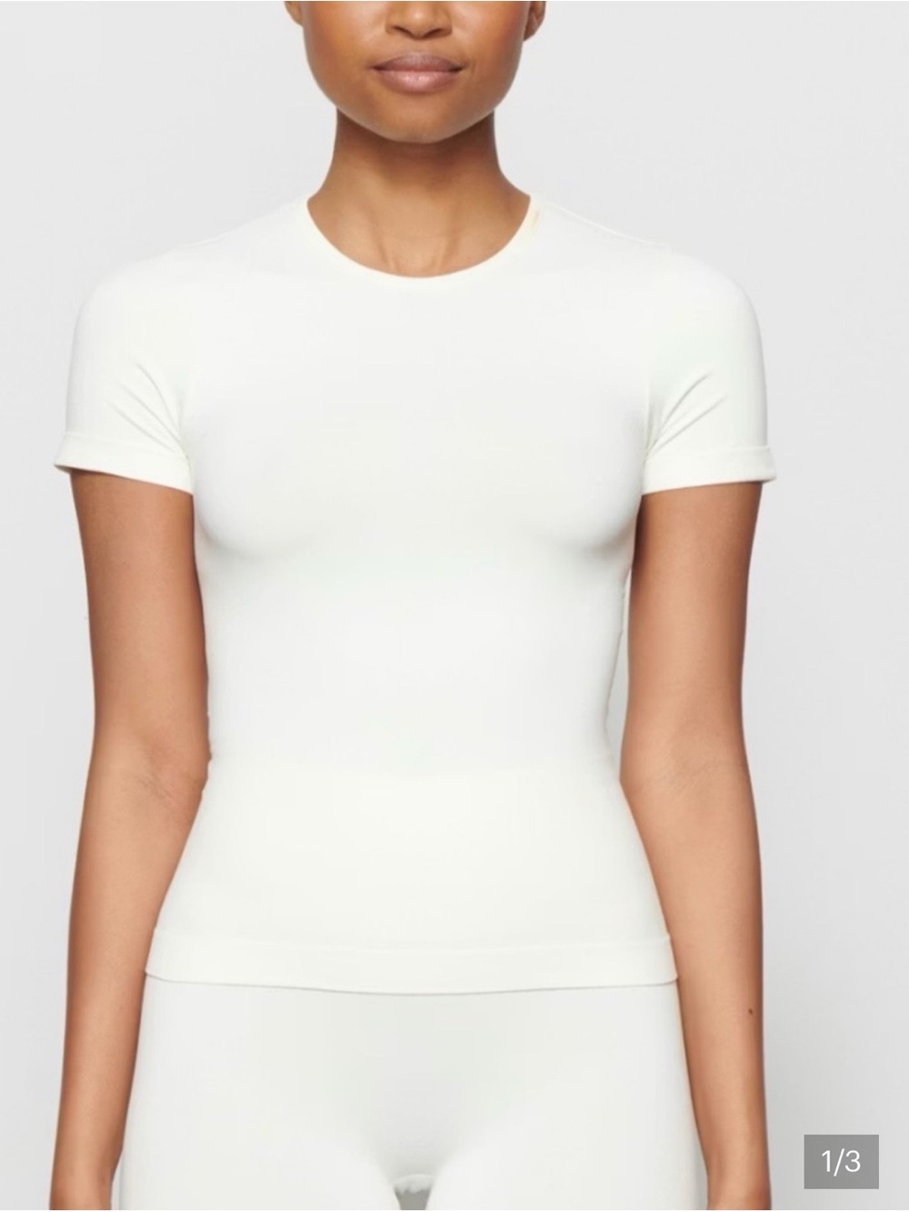Skims Soft Smoothing T-Shirt Crewneck Short-Sleeve Top - White